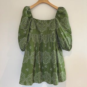 Green embroidered short Zara dress
